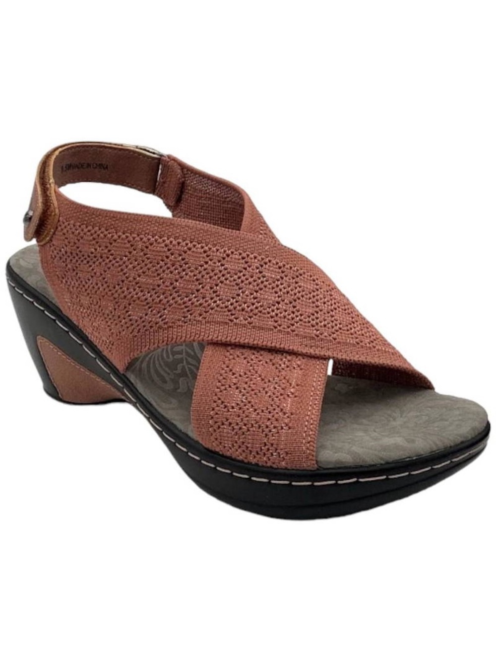New JBU by Jambu Size 9.5 Alyssa Shimmer Knit Wedge Heel Sandals in Rose (ABBA)